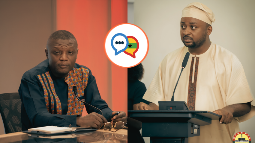 Sports Minister Kofi Adams and Vincent Ekow Assafuah during discussions over Ghana’s World Cup ticket allocation